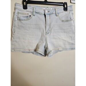 Judy Blue Shorts Women Size 29 Rainbow Thread Mid Rise Denim Light Blue JB150103